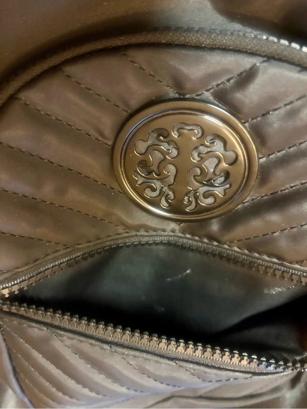 Tory Burch Symbol Black Quilted Crossbody Sling Bag with Gold Logo